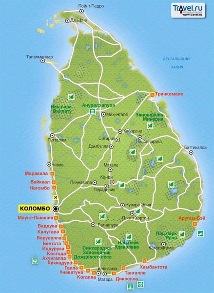 Подробная карта Шри-Ланки для начинающих путешественников: географическое расположение и достопримечательности
